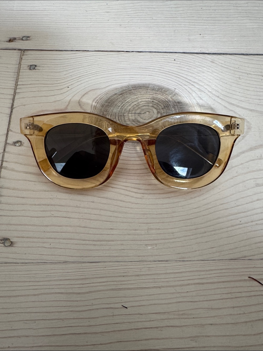 Transparent Yellow Sunglasses with Dark Lenses